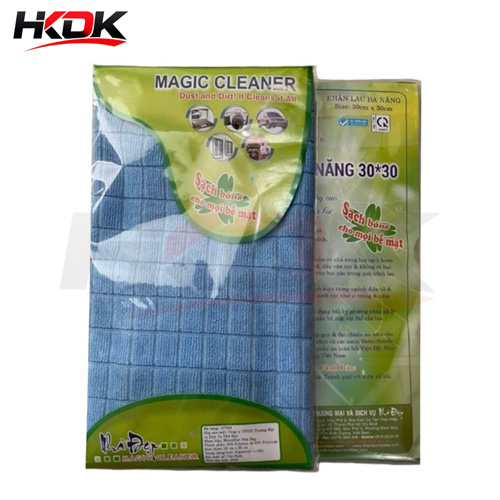 Khăn lau đa năng microfiber màu xanh dương size 30x30