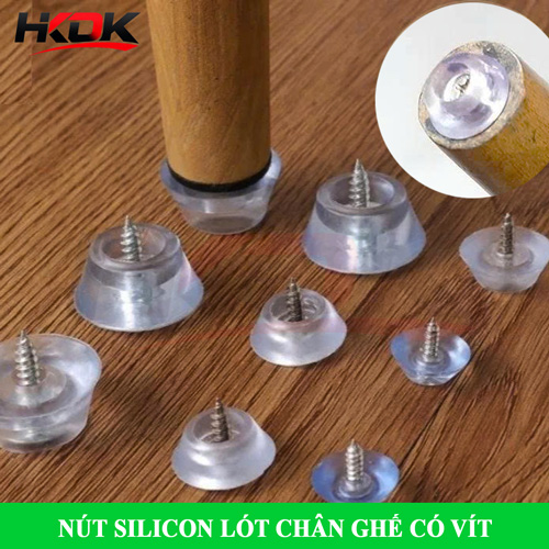 Nút Silicon Lót Chân Bàn Ghế Có Vít - Chống Trượt, Chống Ồn Hiệu Quả