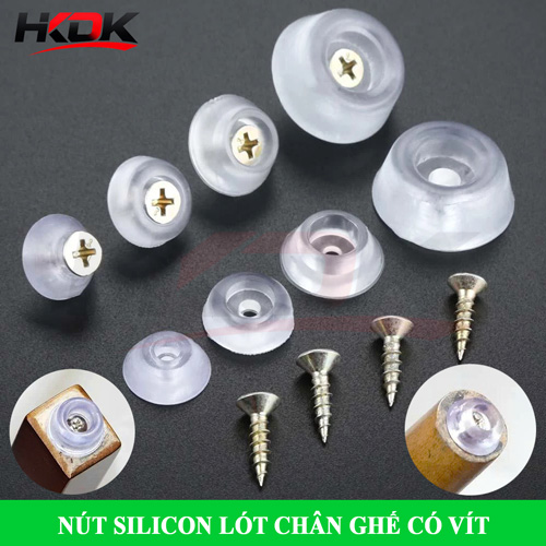 Nút Silicon Lót Chân Bàn Ghế Có Vít - Chống Trượt, Chống Ồn Hiệu Quả