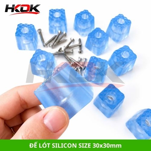 Đế Lót Chân Bàn Silicon 30x30mm Bắt Vít Chống Trượt, Chống Trầy Sàn