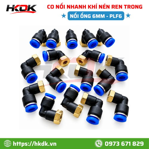 Co nối ống hơi 6mm ren trong PLF6 góc 90°