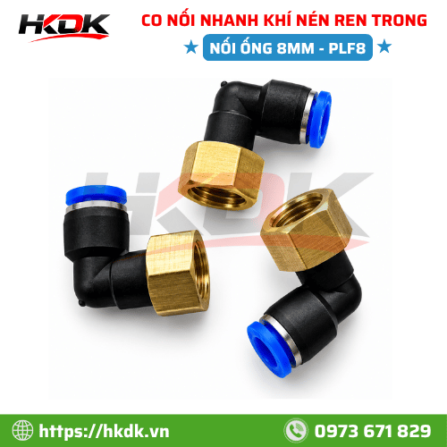 Co nối nhanh ống hơi 8mm ren trong PLF8 góc 90°