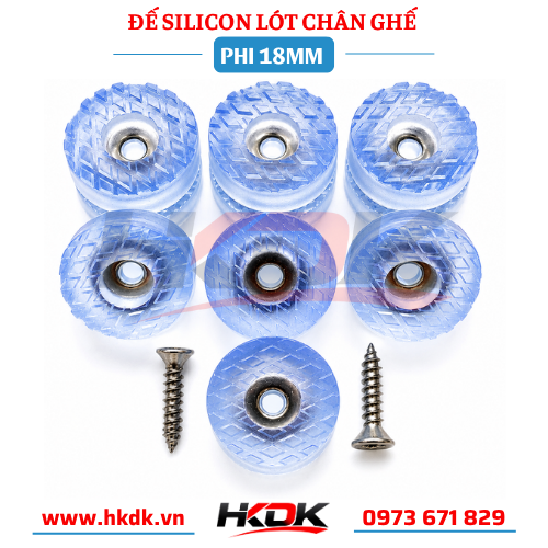 Đế silicon lót chân ghế Phi 18mm dạng tròn bắt vít