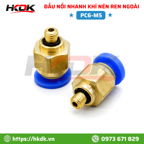 Đầu nối nhanh ống hơi 6mm ren ngoài M5 PC6-M5