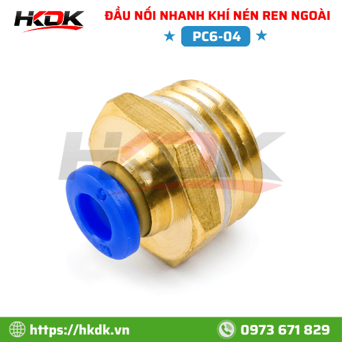Đầu nối nhanh ống hơi 6mm ren ngoài R1/2 PC6-04