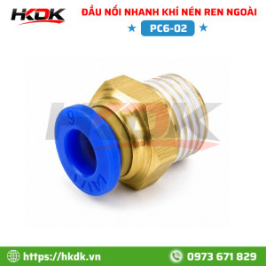Đầu nối nhanh ống hơi 6mm ren ngoài R1/4 PC6-02