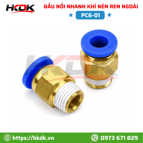 Đầu nối nhanh ống hơi 6mm ren ngoài R1/8 PC6-01