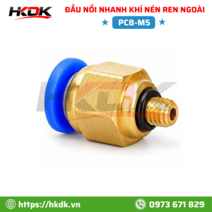 Đầu nối nhanh ống hơi 8mm ren ngoài M5 PC8-M5